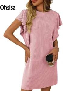 2025 Summer New Women's Fashion European American Solid Casual Mid-Length Dress Color-Blocking Twist Woman Dress