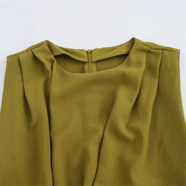 Ohsisa 2025 Spring/Summer Women's Dress New Fashionable Elegant Round Neck Sleeveless Soild Casual Dress - 图片 5