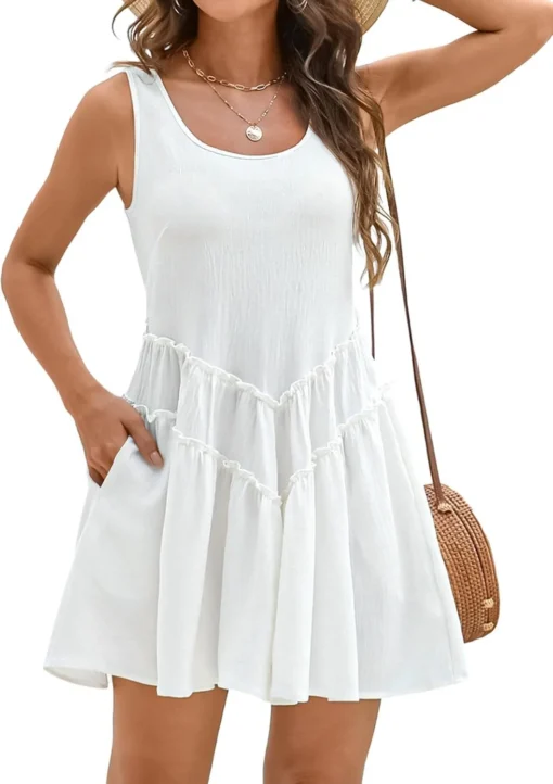 Ohsisa 2025 Beach Sunscreen Dress European American Fashion U-Neck V-Shaped Lace Solid Plain Dyed Woman Dress - 图片 5
