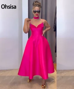 ohsisa 2025 Autumn New Elegant V-neck High Waist Slimming A-line Dress Long Dress Women's Fashion Solid Casual Dress