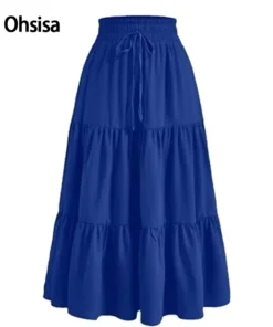 Ohsisa 2025 Summer New Bohemian A-Line Elegant Layered Cake Ladies' Elegant Skirt