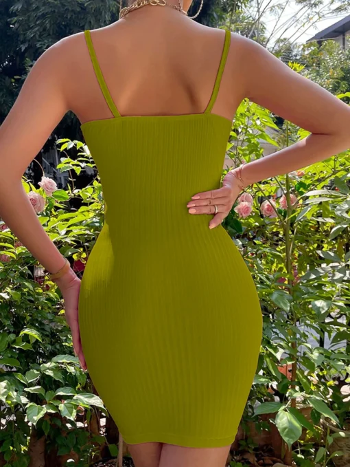 2025 European American Suspender Dress Casual Chiffon Slim Off-Shoulder Hip Design One-Line Collar for Summer Woman Dress - 图片 6