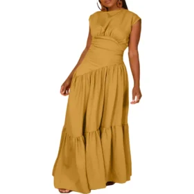 Ohsisa 2025 Summer European and American New Casual Dress Sleeveless Loose Solid Color Dress